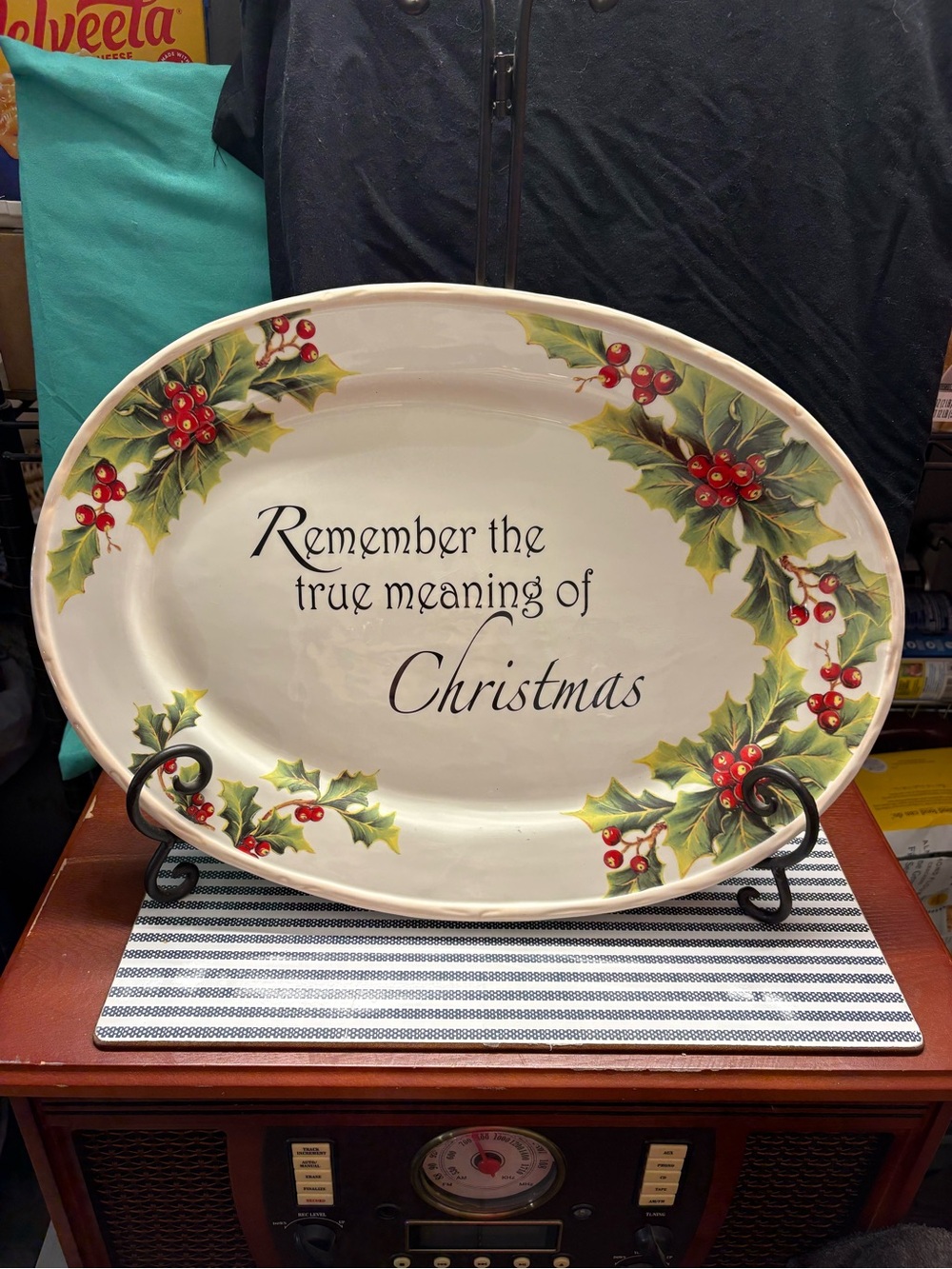 Remember the True Meaning of Christmas Holiday Serving Platter - Red & Green